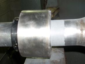 Repaired shaft with bearing reinstalled