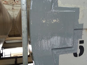 Plates bonded with Belzona 1212 and area coated