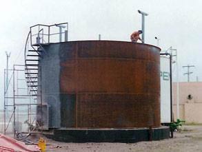 Storage tank suffering from external corrosion